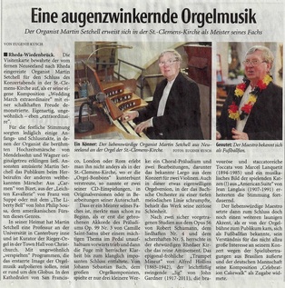 Newspaper review of organ concert